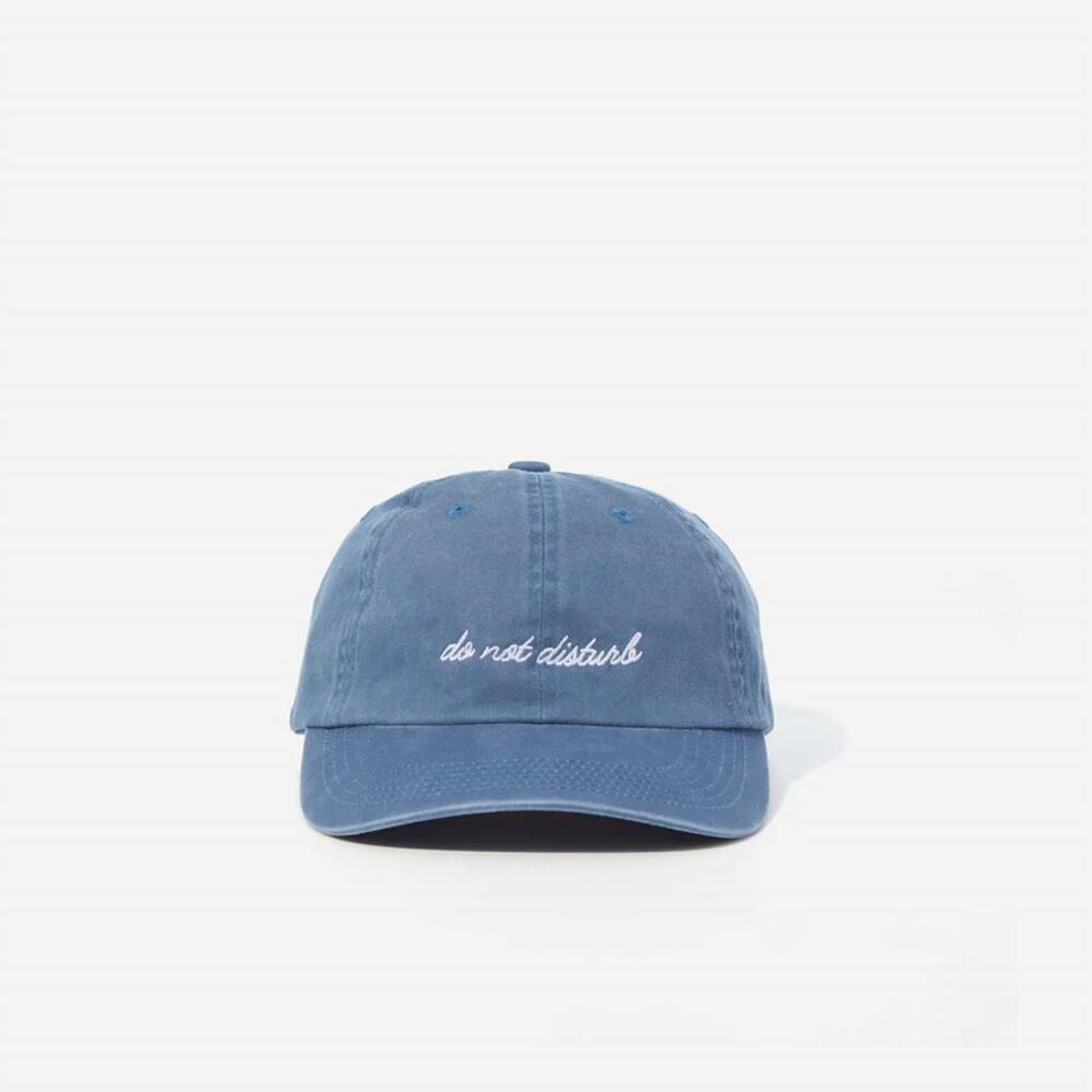 NEW THE SLEEP CODE women's embroidered do not disturb hat in blue / white
